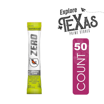 Gatorade Zero 50- Count Of Zero Lemon-Lime Thirst Quencher Electrolyte Enhanced Sports Drink Powder 0.10Oz Packet