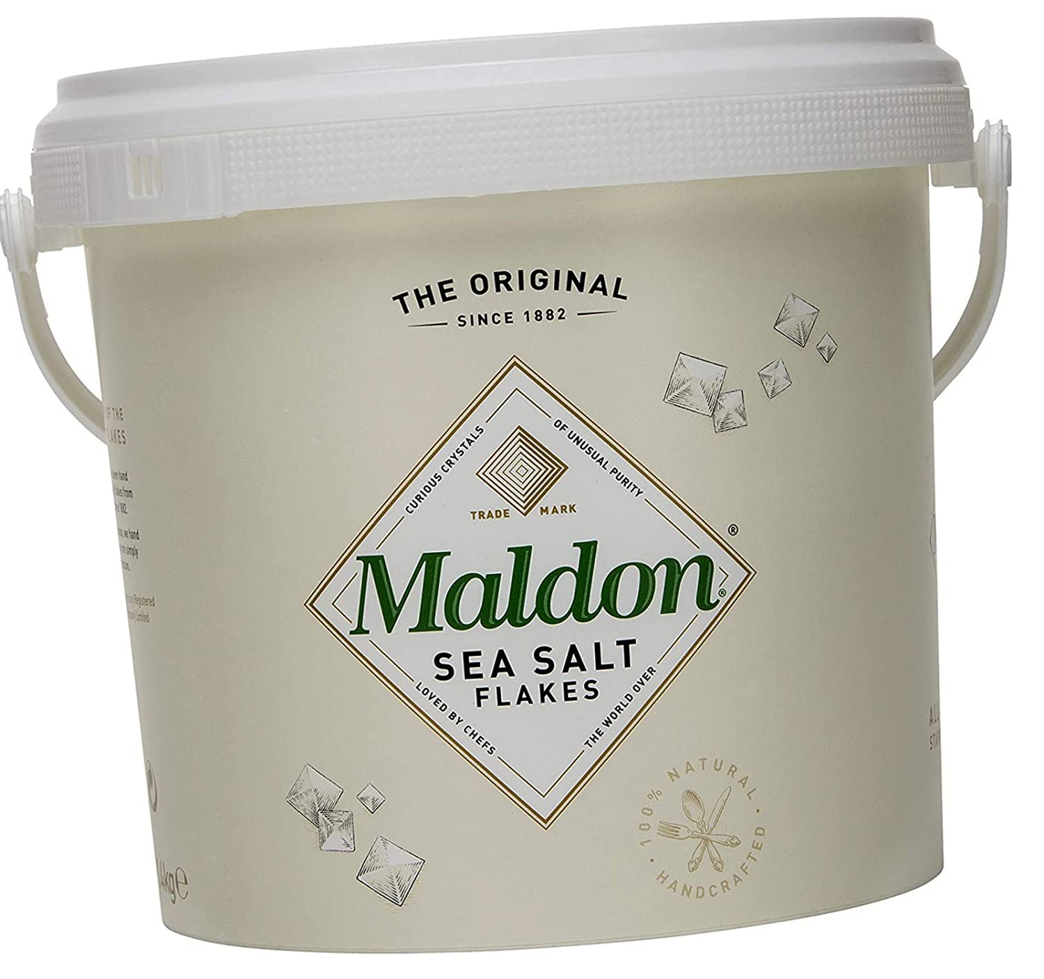 Maldon Sea Salt Flakes, Handcrafted Gourmet Pyramid Crystals, 49.28 Ounce Resealable Tub, Kosher