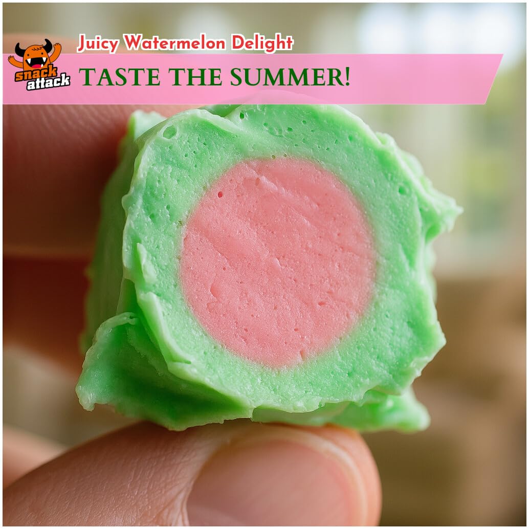 Watermelon Salt Water Taffy By Snack Attack, Individually Wrapped Bulk 1Lb Bag - Chewy Saltwater Taffy Candy, Classic Watermelon