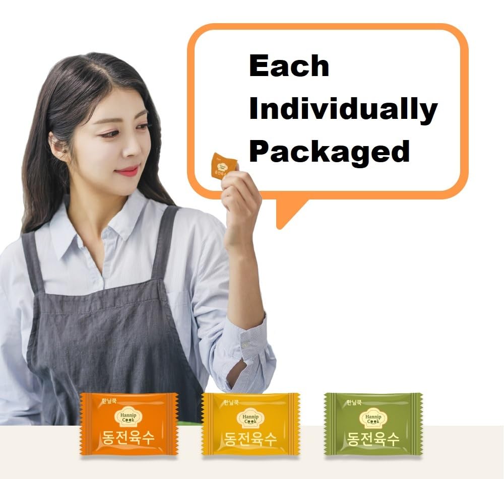 Hannipcook Korean Coin Broth Stock Tablet 0.14Oz/4G X 20 Count/Basic Base Soup Stock  (Seafood+Green Pepper)