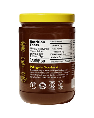 Beekeeper'S Naturals Superfood Cacao Honey - Organic, Raw Ecuadorian Cacao With Antioxidants, Iron And Calcium. Free Of Gluten,