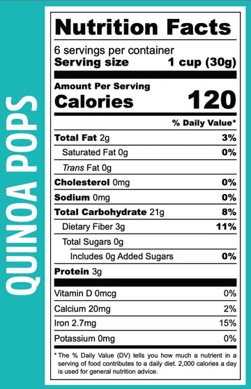 La Purita Puffed Quinoa Pops - Healthy Protein Cereal  Gluten-Free  Sugar-Free  Vegan Superfood  6.35 oz (Pack of 1)  Unflavored