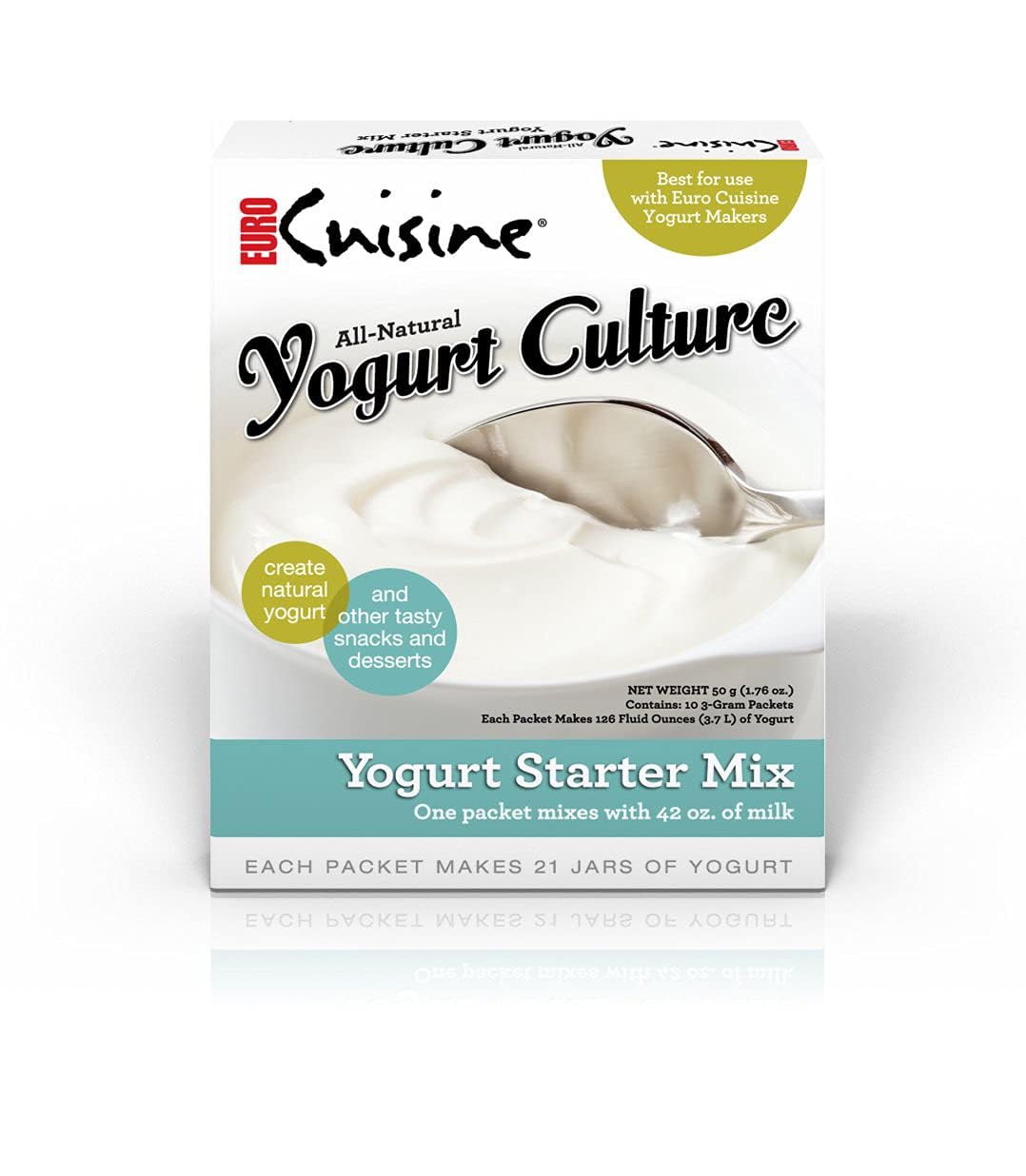 Euro Cuisine Yogurt Culture Starter - Probiotic Pouches for Creamy Homemade Yogurt - 1 Pack - White - Model RI1020