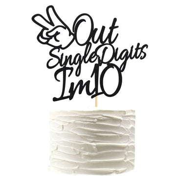 Arthsdite Out Single Digits I'M 10 Cake Topper Double Digits 10 Cake Decoration Happy 10Th Bithday Decorations For Boys Girls 10
