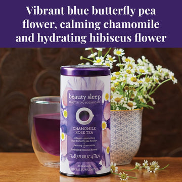 The Republic of Tea Beautifying Botanicals Beauty Sleep Chamomile Rose Herbal Tea Bags, 36 Count, Purple, Model 44540