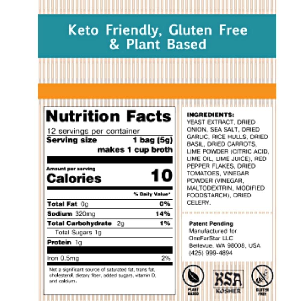 Millies Sipping Broth - Vegetable Broth -Natural-Gluten Free-Keto Friendly Delight Pho 12 Count Box