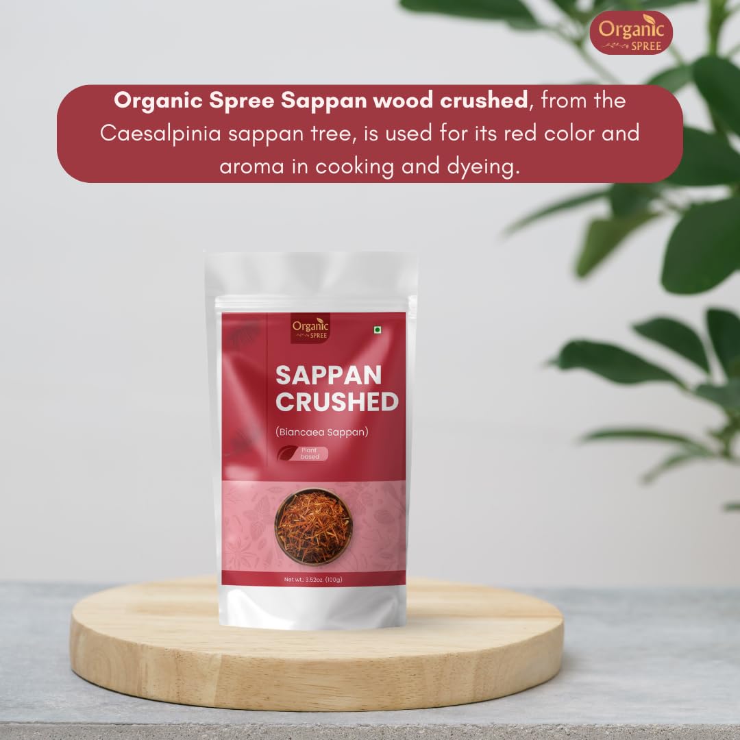 Organic Spree Sappan Wood Crushed 100Gm (3.52Oz) Biancaea Sappan - Pathimugam/Pathimukham - Herbal Drink Mix