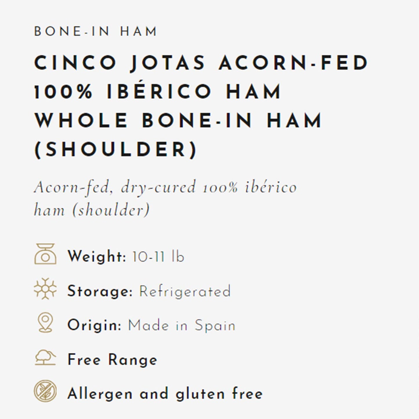 5J Paleta Iberico De Bellota Whole Bone-In Shoulder - 10 To 11 Lbs - Cinco Jotas Acorn-Fed 100% Ib  Rico Pork