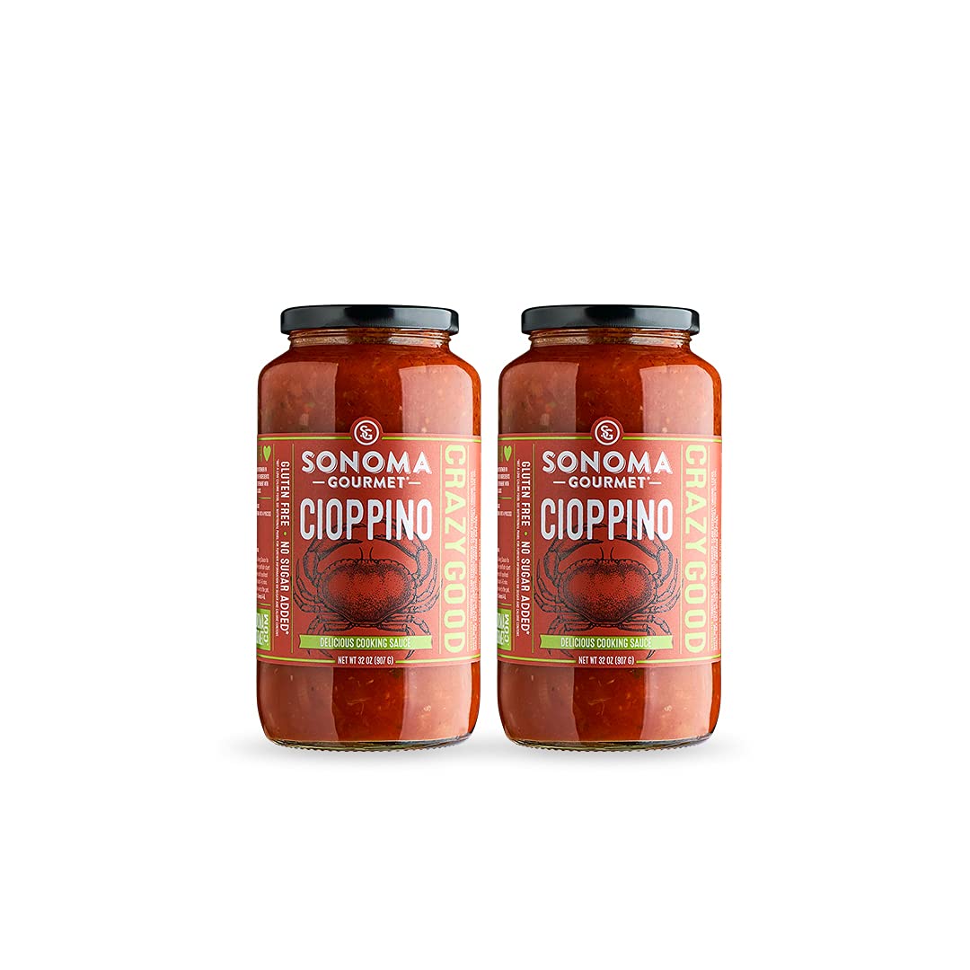 Sonoma Gourmet Cioppino Cooking Sauce, No Sugar Added, 32 Ounce Jars, Pack of 2