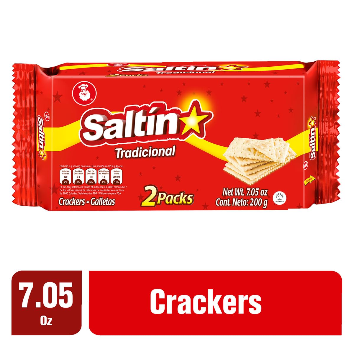 Saltin Noel Original Crackers | Crispy Flavor | Touch of Salt | 7.05 Oz (Pack of 4)