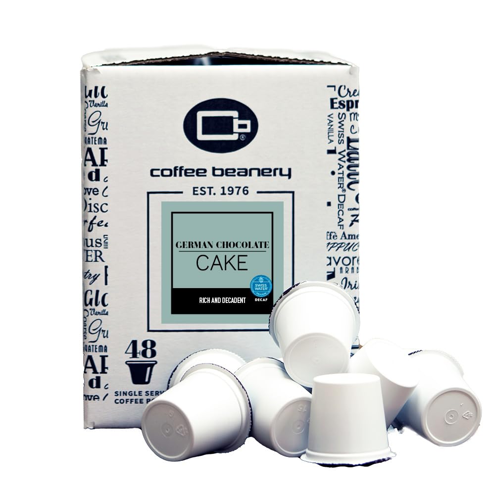 Coffee Beanery German Chocolate Cake Decaf Coffee Pods - 192ct Bulk, Medium Roast, Flavored Coffee Pods
