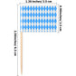 Sunshane Oktoberfest Cupcake Topper Picks - Bavarian Flag Toothpick Flags, 2.56 x 1.38 Inches, Blue and White, 100 Pack