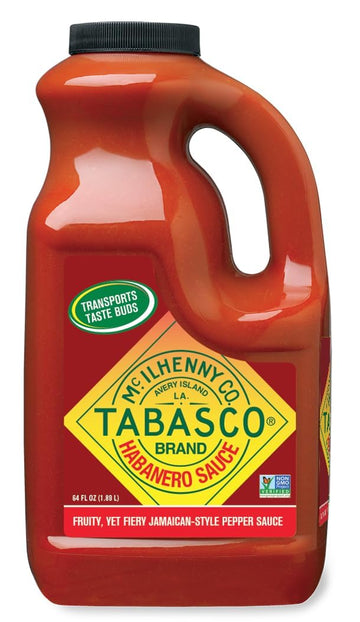 Tabasco® Brand Habanero Sauce, Spicy & Fruity Habanero Hot Sauce, Bulk Plastic Jug, Jamaican-Style, Perfect For Large Recipes, Great On Jerk Chicken, Shrimp Kabobs, & More, 64 Fl Oz (Pack Of 1)