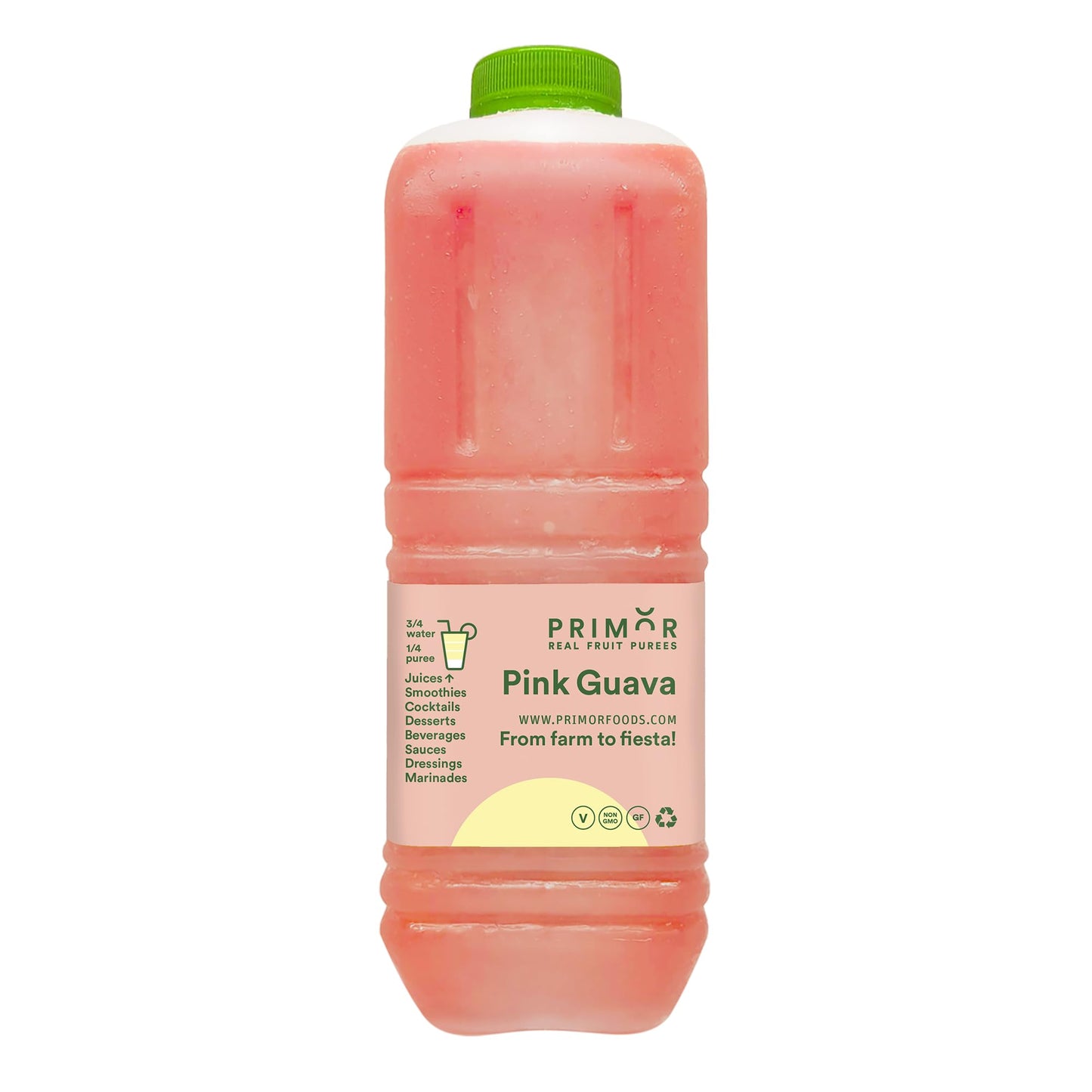 PRIMOR Fruit Purees - Pink Guava, 64 Fl Oz, Made with Real Fruit for Juices, Smoothies, Desserts, and More