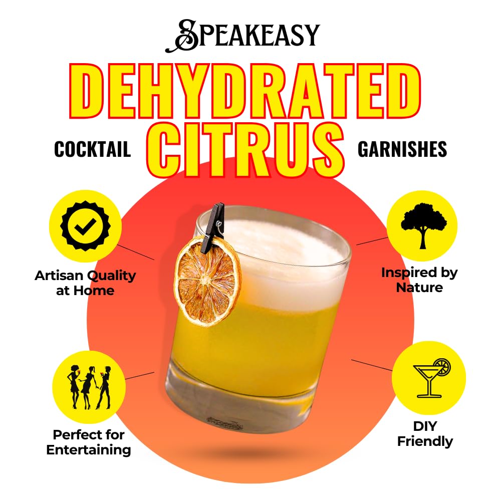 Speakeasy Premium Craft Cocktail Citrus Garnish Variety Pack - Dehydrated Orange, Lemon & Lime Slices, 5oz, 3-Pack