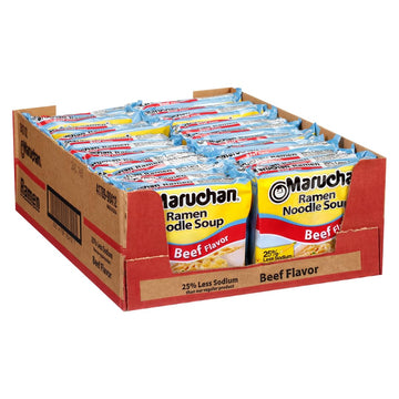 Maruchan Ramen Less Sodium Beef, 3.0 Oz, Pack Of 24