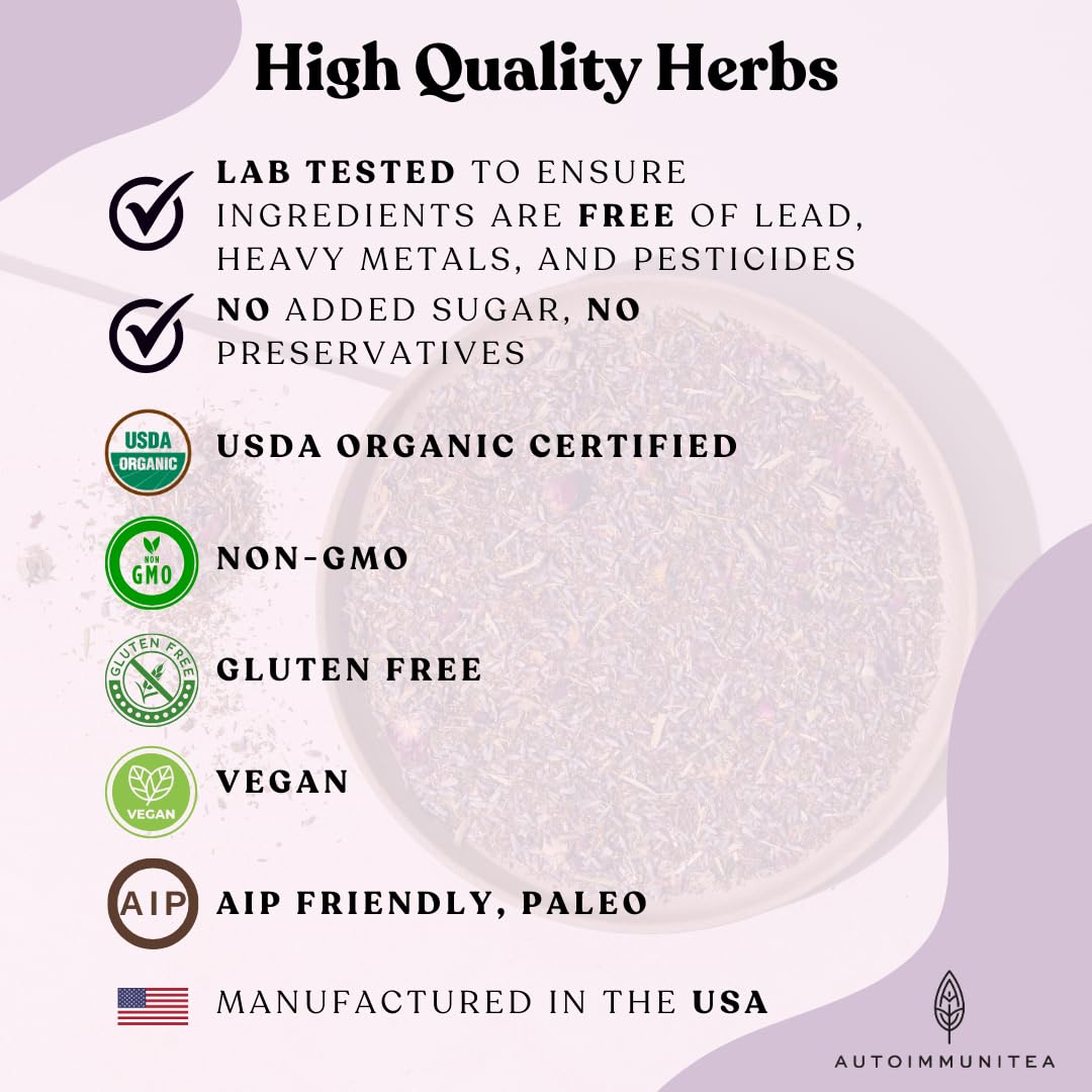 Autoimmunitea - Aip Stress Relief, Bedtime Blend For Restful Sleep, Calming Tea For Stress, Lavender, Tulsi, Passion Flower Orga