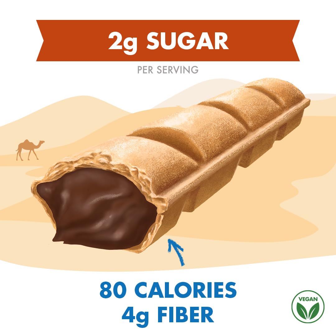 Crispy Dunes Vegan Dark Chocolate Wafer Sticks - Low-Calorie Snack With Dark Chocolate Cream Filling, 90 Calories, Non-Gmo, Preb