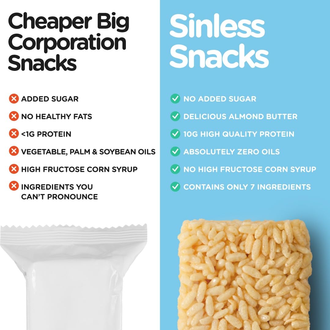 Sinless Snacks Marsh Mallow Krisp - Keto Cereal Bars - Gluten Free, Low Carb - 1.2 oz, 8 Count