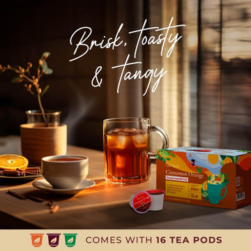 Gya Tea Co Cinnamon Orange Black Tea Pods For Keurig - A Blend Rich In Antioxidants & Vitamin C To Boost Your Immunity & Defense