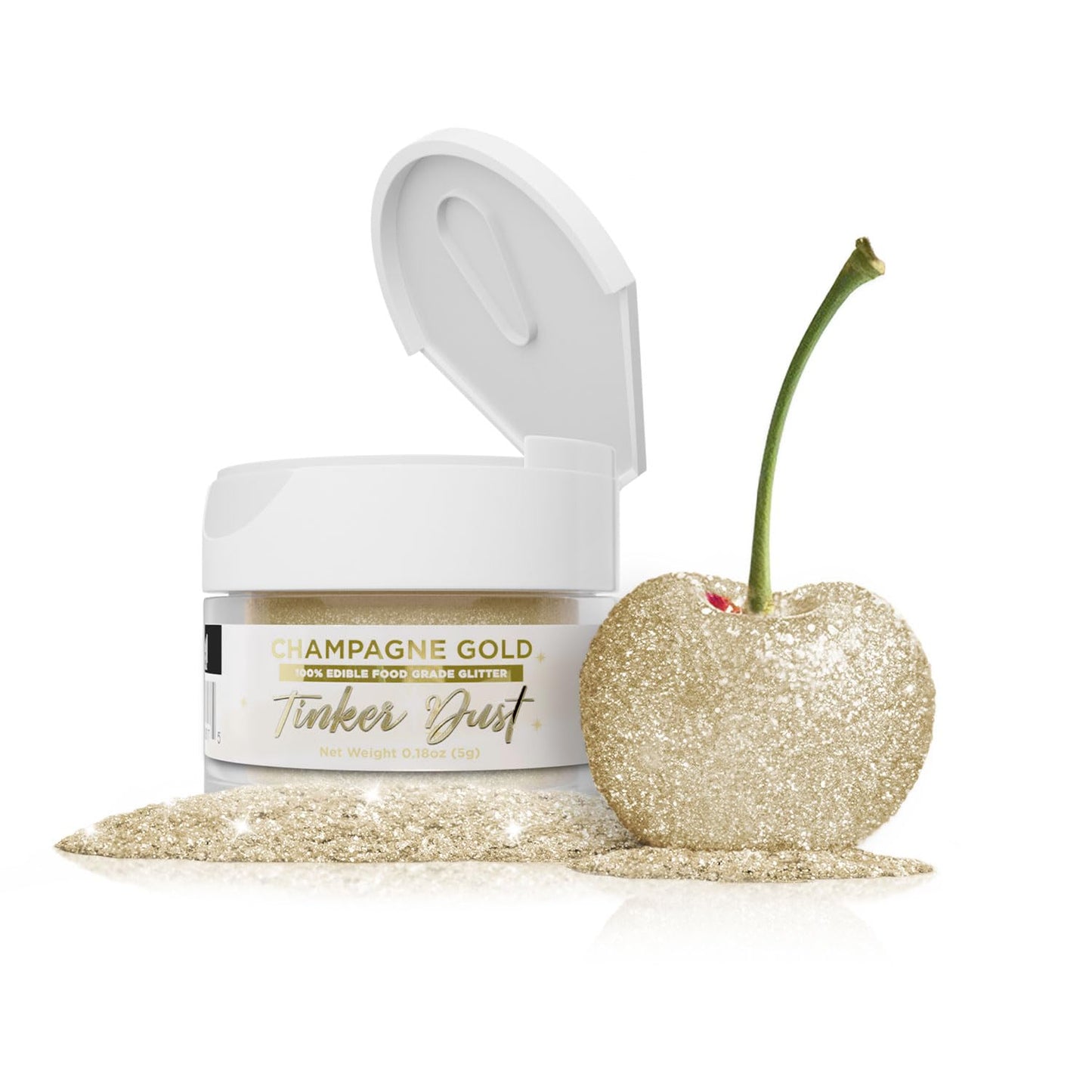 Bakell Edible Glitter Tinker Dust, 5g, Champagne Gold, KOSHER Certified, Perfect for Cakes, Cupcakes, Drinks