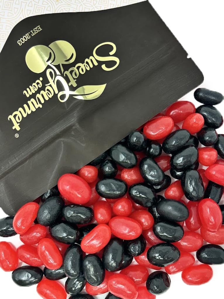 SweetGourmet Red-Hot and Black Licorice Jumbo-Sized Jelly Beans, Sweet and Spicy Candy Mix, 2 Pounds
