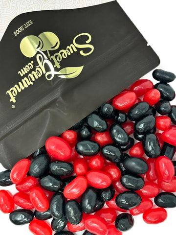 SweetGourmet Red-Hot and Black Licorice Jumbo-Sized Jelly Beans, Sweet and Spicy Candy Mix, 2 Pounds