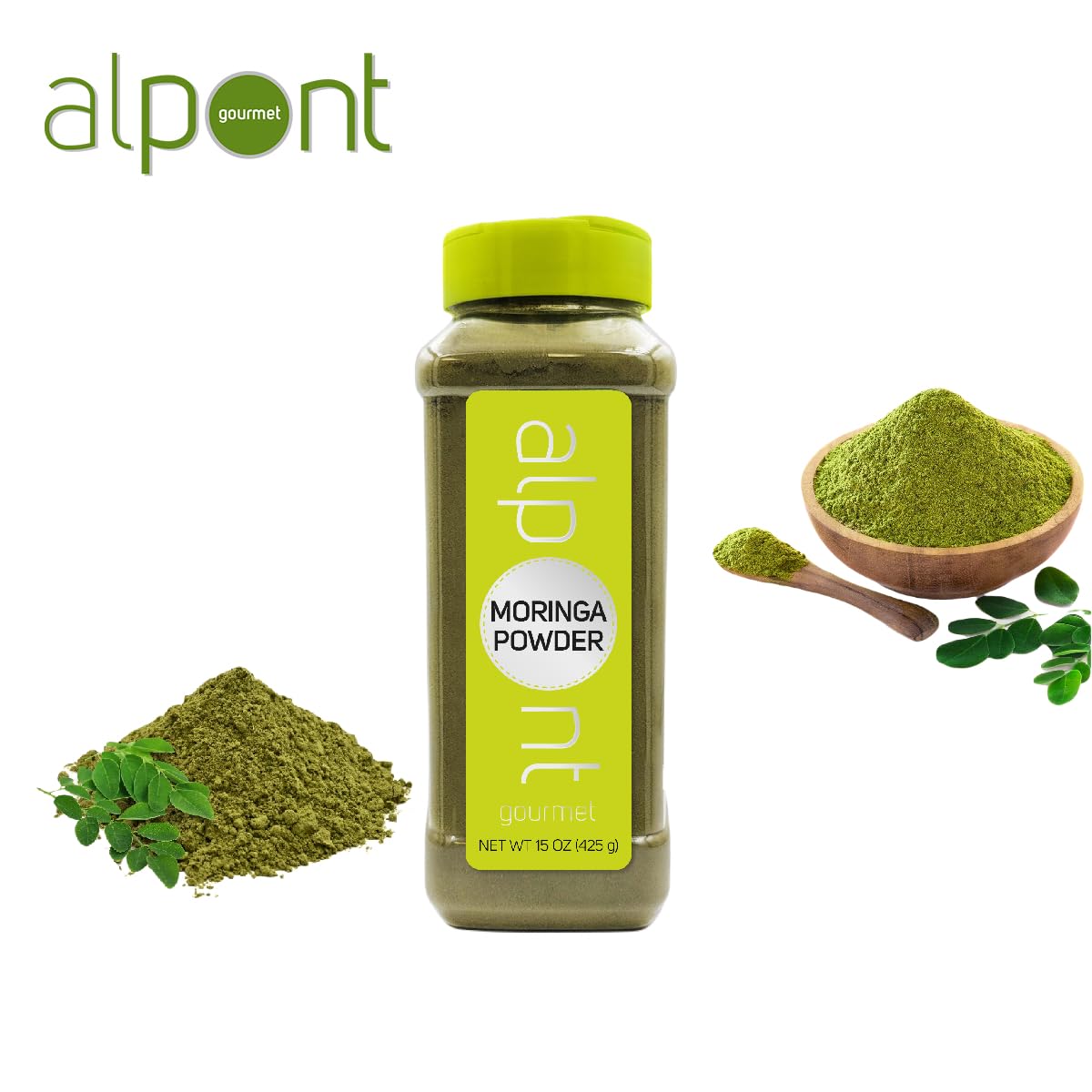 Alpont Gourmet, Moringa Powder 15Oz (425G), All Natural, Non-Gmo, Superfood, Packed To Keep It Fresh, Premium Quality