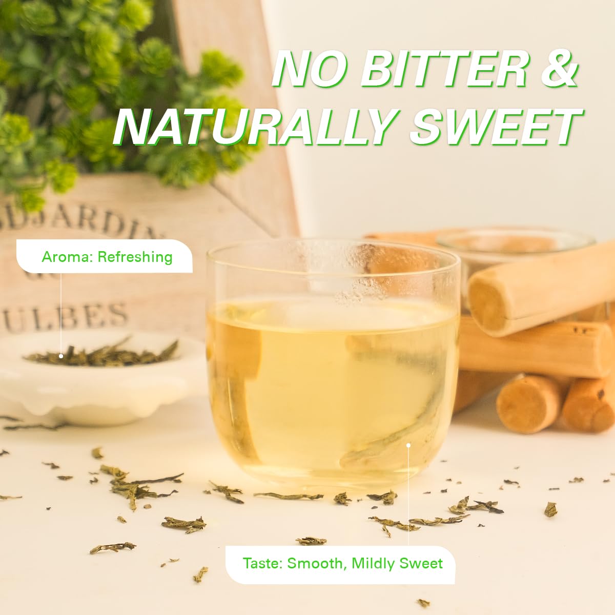 Wt Weetee Organic Decaf Green Tea Loose Leaf, 110+ Cups, Made Of Co2-Decaffeinated Green Tea Leaves, Naturally Sweet, Smooth And Refreshing, 228G /8Oz