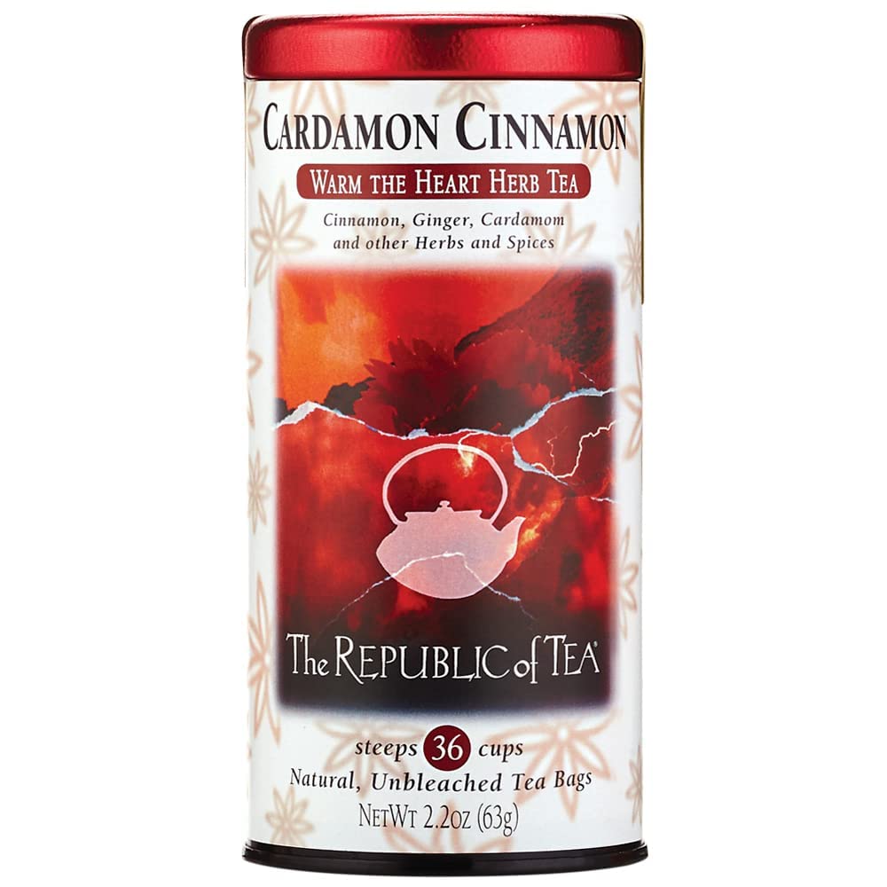 The Republic of Tea Cardamon Cinnamon Herbal Tea, 36 Count, Naturally Caffeine-Free, Model mp-40018