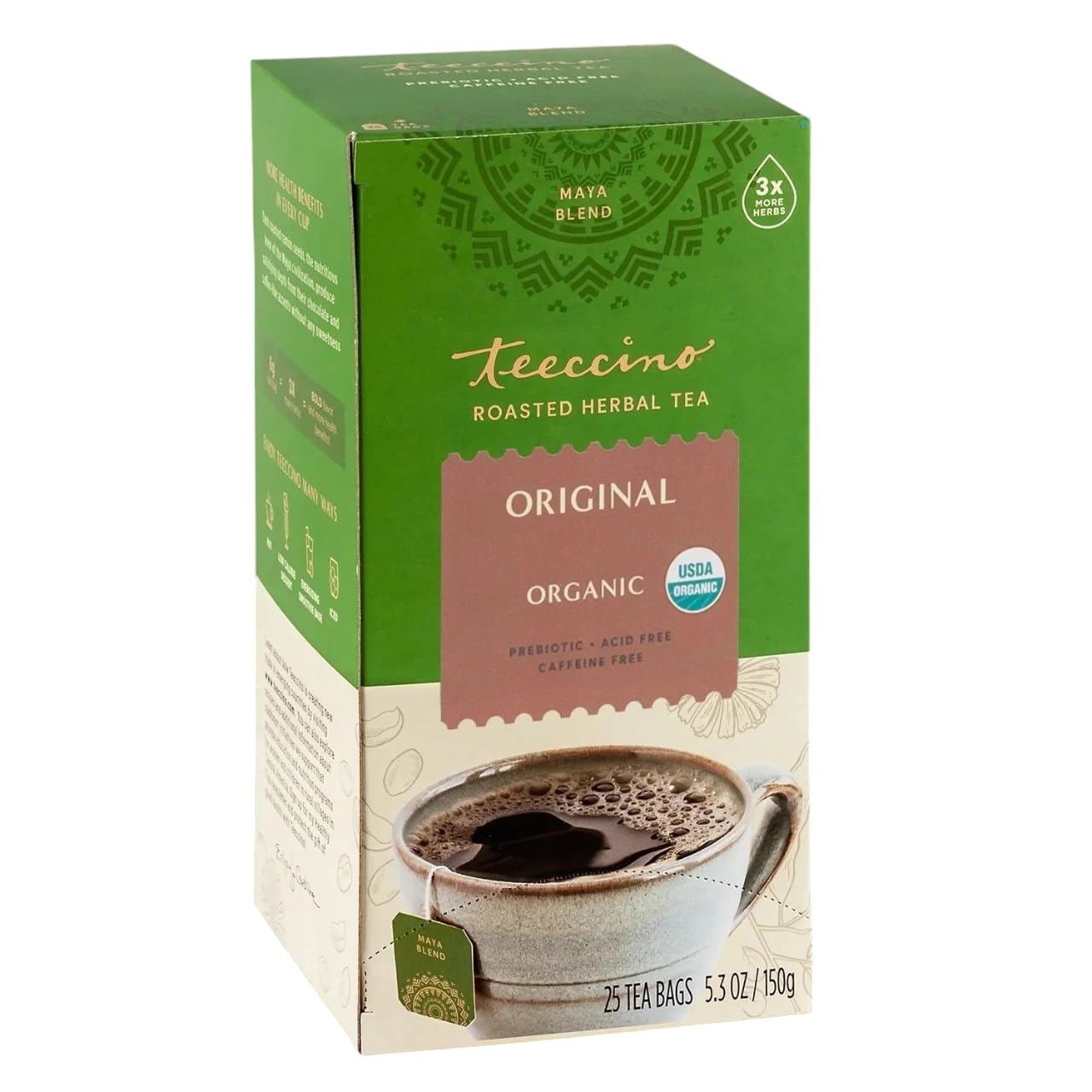 Teeccino Oriflavor Blendal Herbal Tea - 25 Tea Bags - Rich & Roasted Herbal Tea Thats Energy Blend Free & Prebiotic For Natural Energy  Coffee Alternative