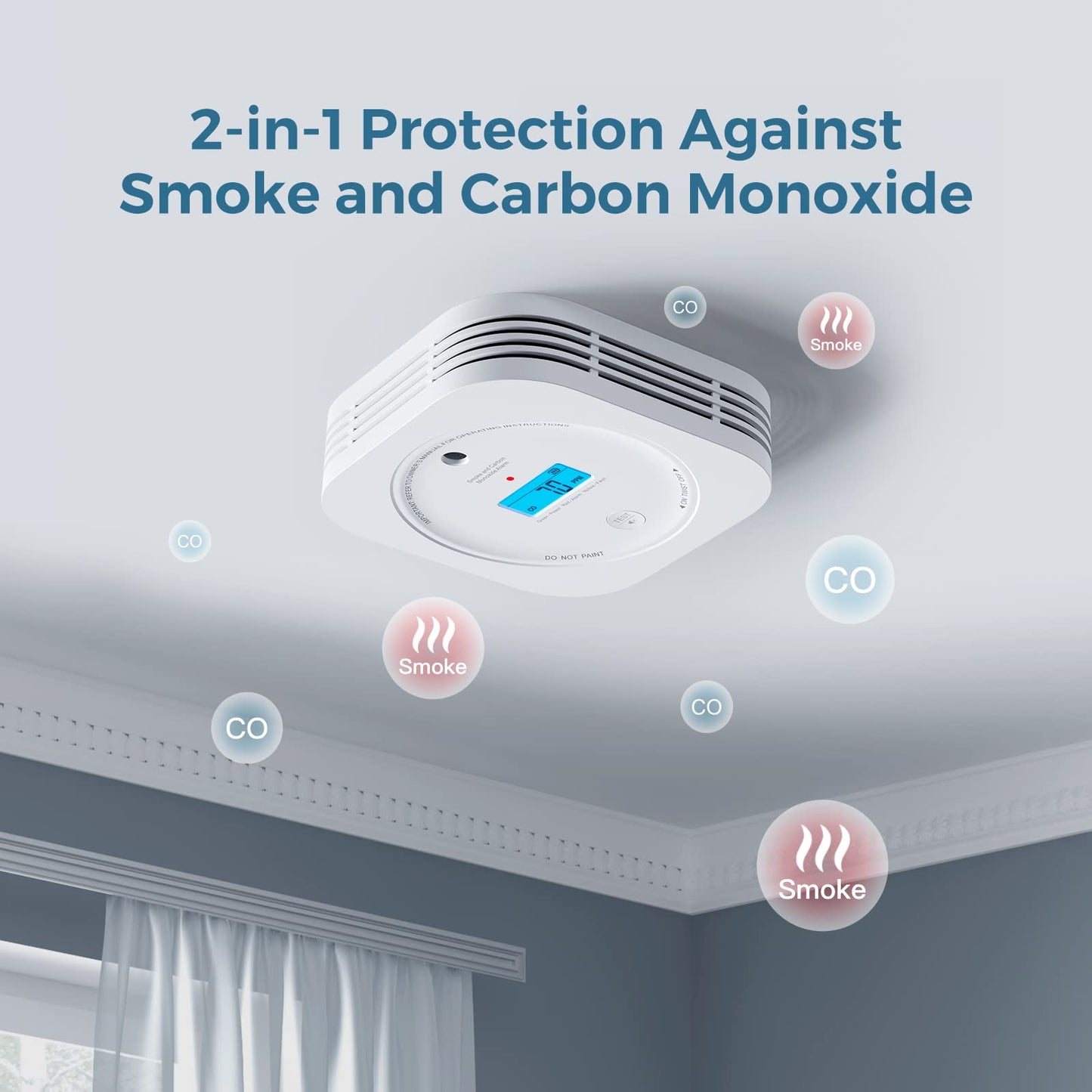 Aegislink Smoke And Carbon Monoxide Detector 10-Year Lifespan With Replaceable Battery, Photoelectric Fire Alarm And Electrochem