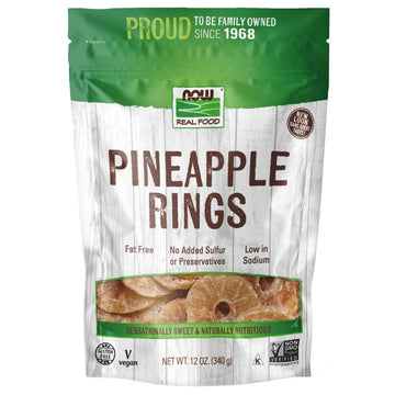 NOW Foods, Pineapple Rings, No Preservatives or Added Sulfur, Low-Sodium, 12-Ounce (Packaging May Vary)