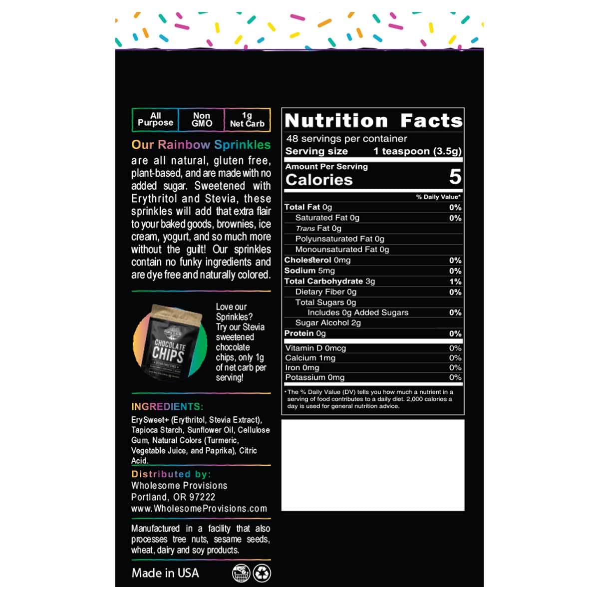 The Peoples Keto Company Keto Sprinkles, Rainbow & Chocolate, 6 oz, Vegan, Non-GMO, Sugar Free, Gluten Free, 4 Pack
