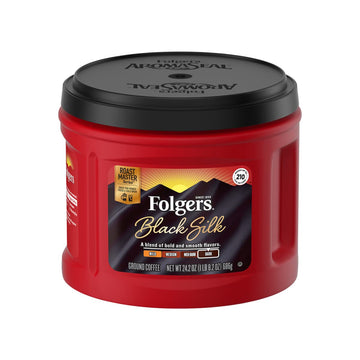 Folgers Black Silk Coffee, Dark Roast, 24.2 Ounces Per Canister
