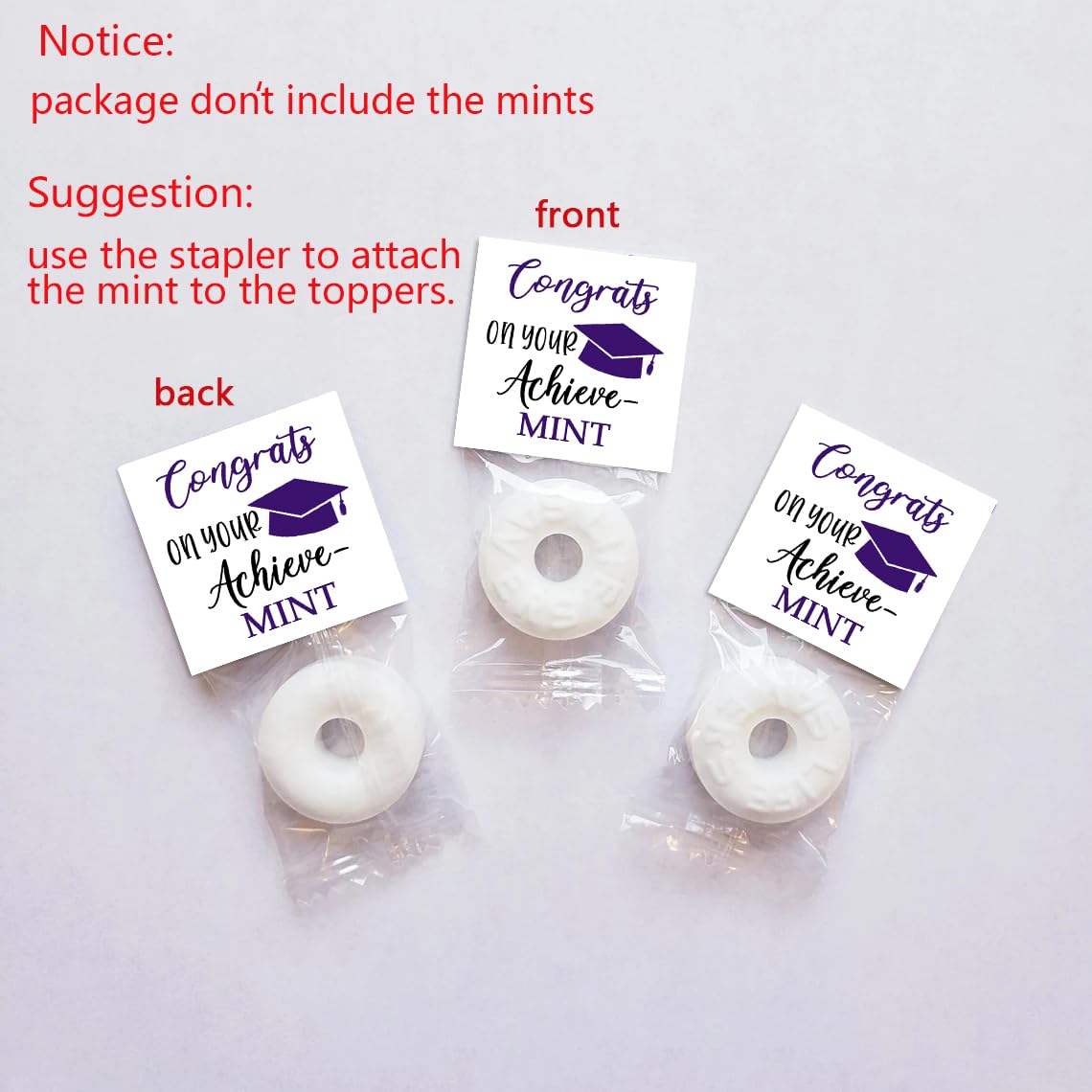 Graduation Mint Favors, Graduation Mint Party Decorations, Black Purple Gifts Decor For Woman, Mint Toppers In Bulk For Graduati