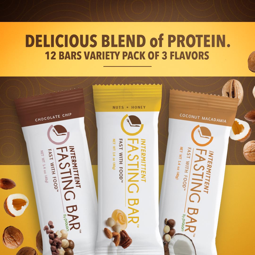 Prolon Fasting Bars - Keto-Friendly, Gluten-Free, Plant-Based - 5g Protein, 7g Fiber - Variety Pack (12 Count)