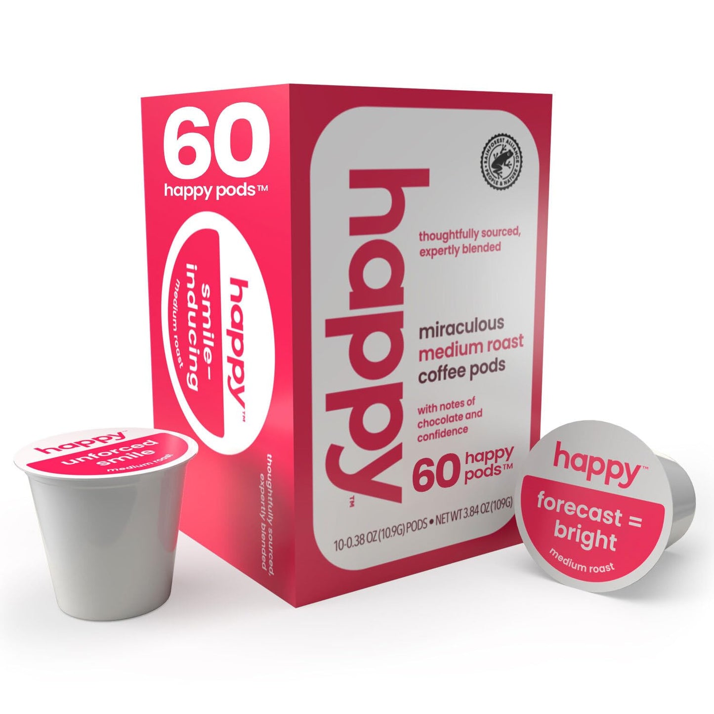 We Are Happy Medium Roast Coffee Pods, 60 Count, Chocolate Notes, Compatible with K-Cup Brewers, Rainforest Alliance Certified