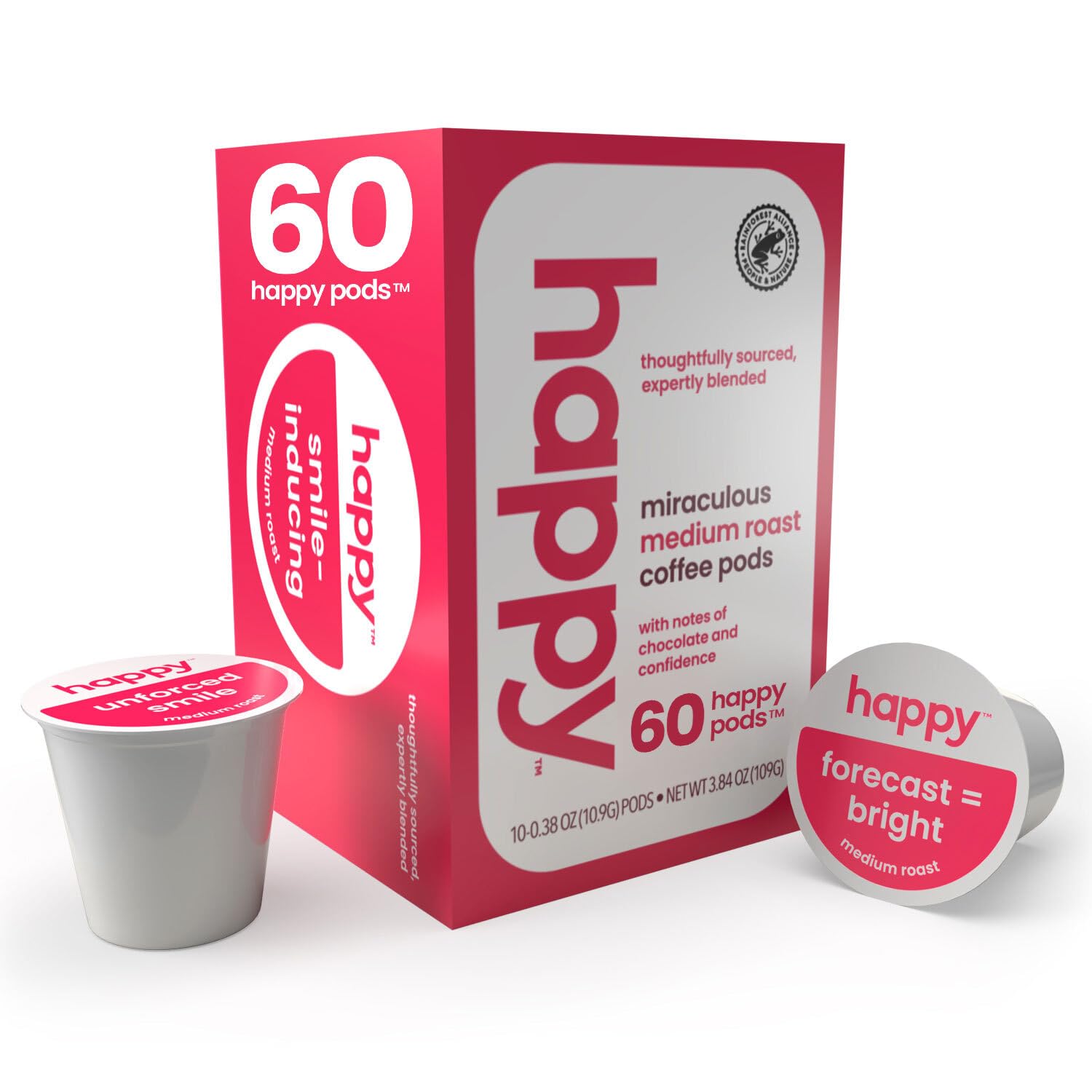 We Are Happy Medium Roast Coffee Pods, 60 Count, Chocolate Notes, Compatible with K-Cup Brewers, Rainforest Alliance Certified