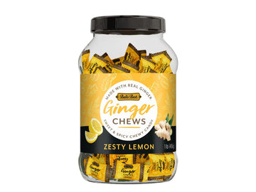 Bali'S Best Ginger Chews - Zesty Lemon Flavor (1Lb Jar) 100% Real Ginger & Natural Flavors, Sweet Spicy Chewy Ginger Candies, Gr