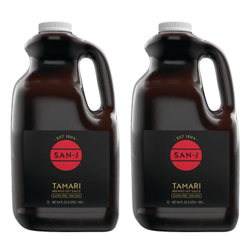 San-J - Gluten Free Tamari Soy Sauce - Specially Brewed - Made with 100% Soy - 64 oz. Container - 2 Pack