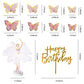 22Pcs Dancing Ballet Girls Butterfly Decoration Cake Topper For Happy Birthday Cake Toppers Girls Women'S Birthday Cake Party De