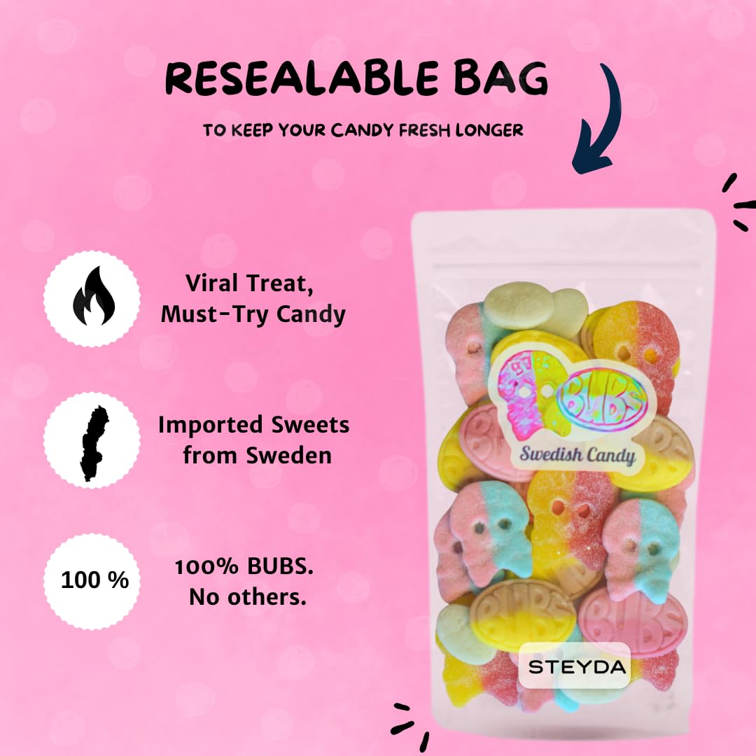 Bubs Swedish Candy 0,5 Lb, Swedish Candy Bubs Mix, Skulls, Swedish Godis, Gummy Candy