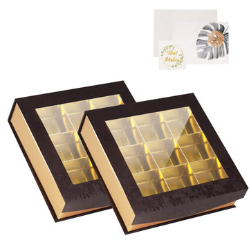 Chocolate Boxes Packaging Empty, Truffle Boxes With Dividers, Chocolate Box With Window And Magnetic Closure For Handmade Chocol