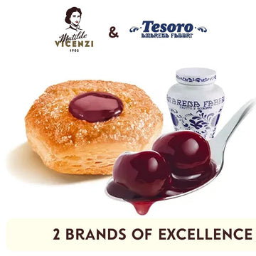 Fabbri Variety Pack, One Amarena Cherries In Syrup 8Oz Jar And Two Tesoro Matilde Vicenzi Puff Pastry With Fabbri Wild Cherry Fi
