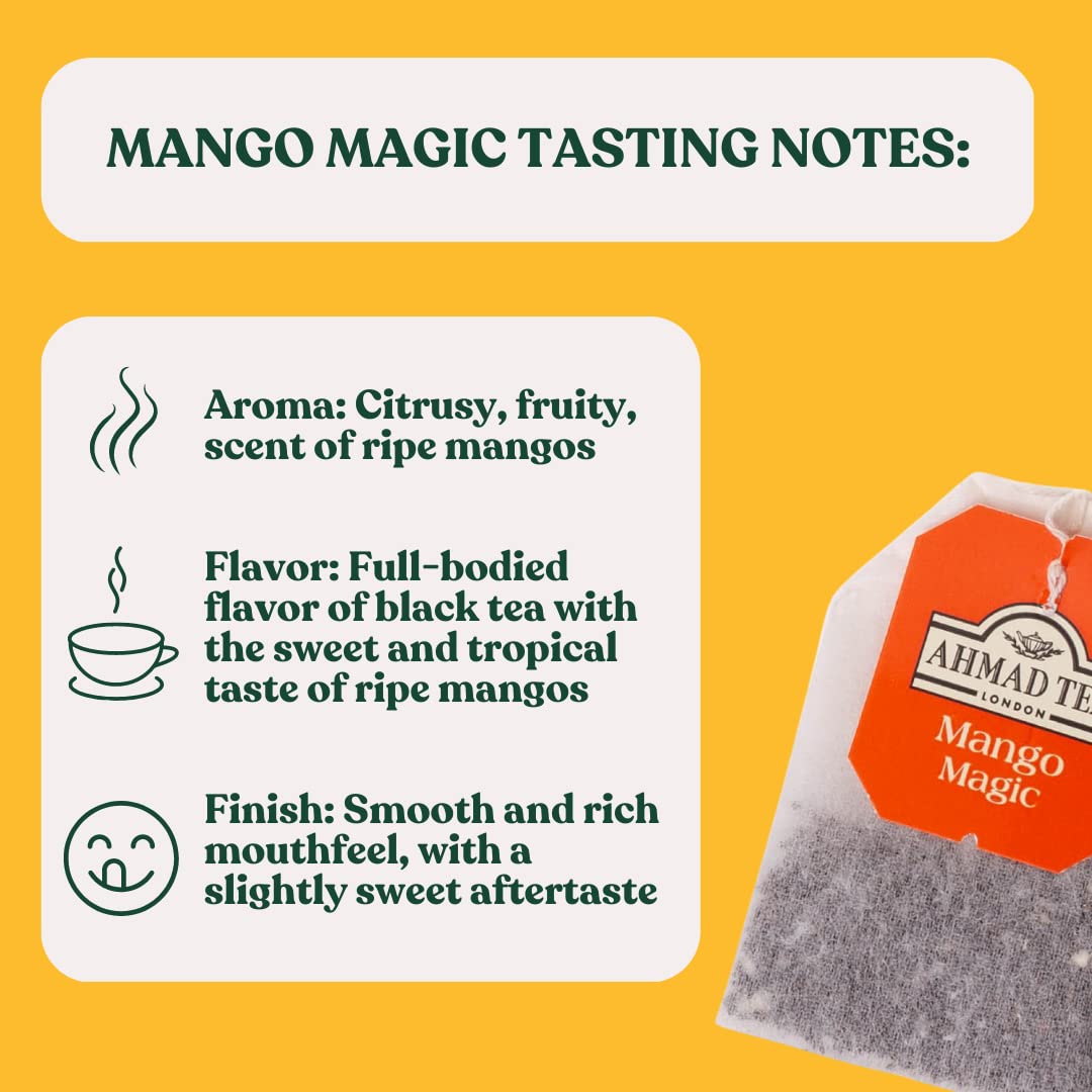 Ahmad Tea Mango Magic Black Tea, 20-Count Boxes, Pack of 6, Model 698