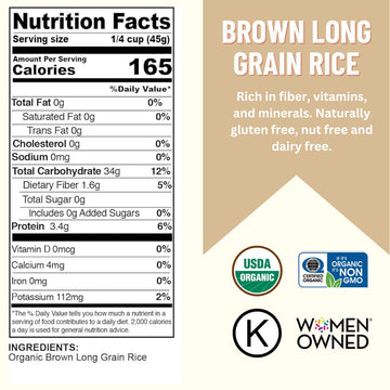 Mountain High Organics - 25 lb Bag, Certified Organic Brown Long Grain Rice, Non GMO, Vegan, Bulk Dried Brown Long Grain Rice, P