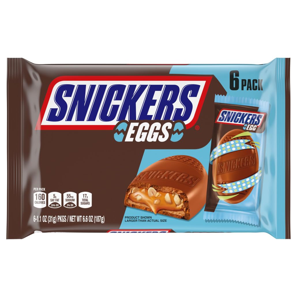 Snickers Easter Eggs Caramel Chocolate Candy Multi-Pack, 6.6 oz, 6 ct
