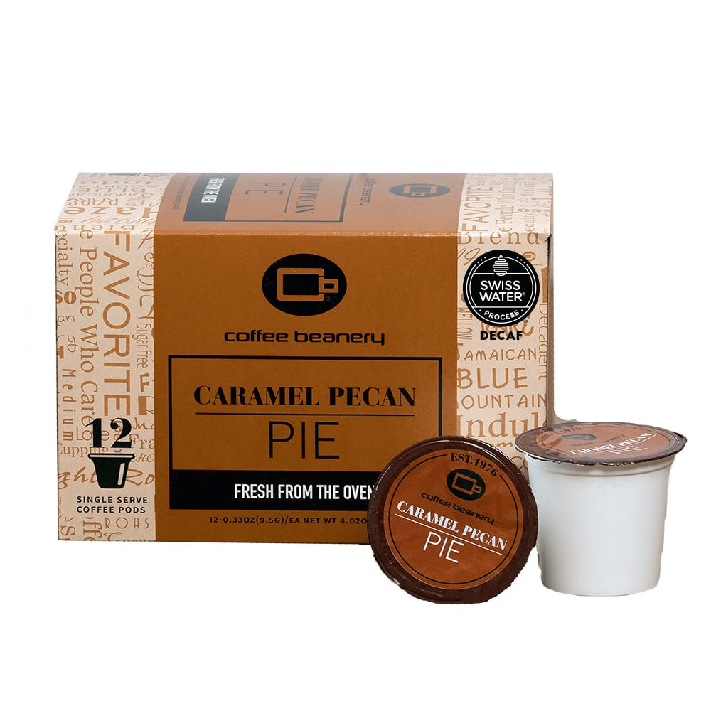 Coffee Beanery Caramel Pecan Pie Decaf Coffee Pods, Medium Roast, 12 Count Pack
