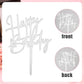 PEUTIER 31pcs Disco Ball Cupcake Toppers, Silver, Foam, Includes Acrylic Happy Birthday Sign, Various Sizes
